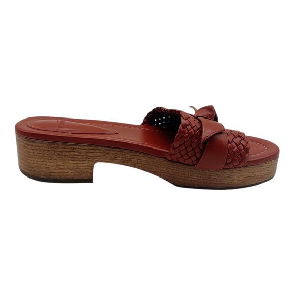 Alexandre Birman Clarita Woven Clogs Size 37 Leather Red Slip On - Picture 1 of 9